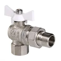 Кран шаровой угловой с полусгоном ВР-НР 1/2" VALTEC Base, белая ручка