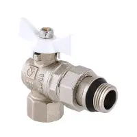 Кран шаровой угловой с полусгоном и дополнительным уплотнением ВР-НР 3/4" VALTEC BASE, белая рукоятк